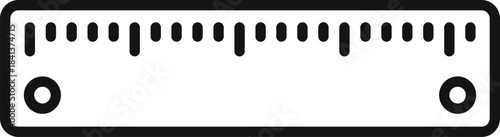 Ruler showing measurements and length scale for school and engineering
