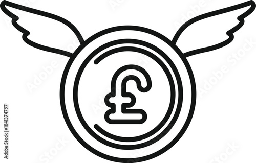 Pound coins flying away, symbolizing financial loss and quickly disappearing money