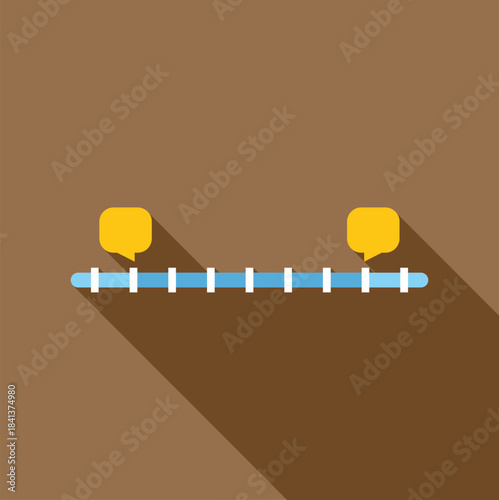 Timeline with speech bubbles indicating historical events or project progress milestones