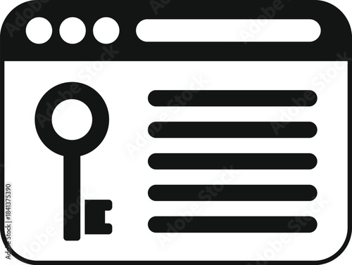 Browser window showing a key, representing online security, access, and login