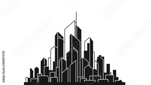 Modern city skyline silhouette outline abstract architecture design
