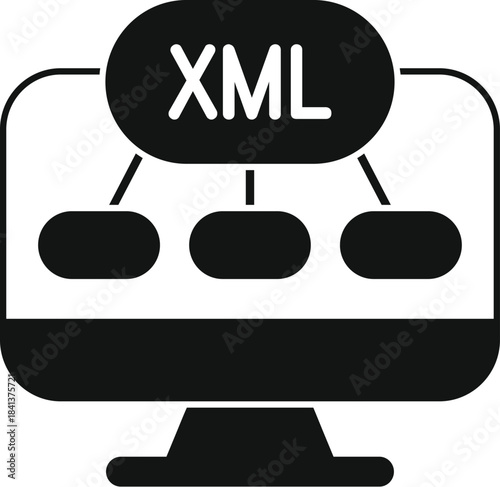 Xml displaying hierarchical data structure on a computer screen icon