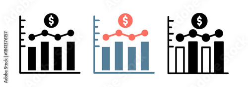 Sales Forecast Icon Collection Set  Glyph & Mixed Style  