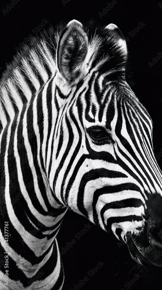 Fototapeta premium High-Contrast Black and White Portrait of Zebra