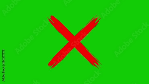 Red cross mark animation, red cross mark symbol. cross icon animation. red cross mark brush stroke.