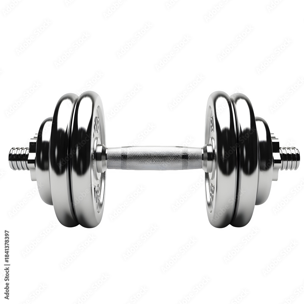Naklejka premium Silver dumbbell isolated on transparent background