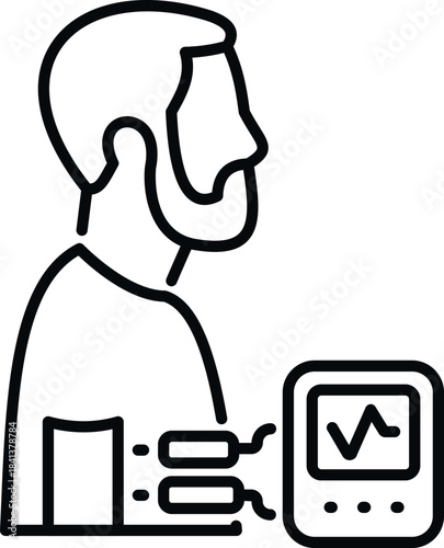 Patient undergoing medical procedure with defibrillation pads connected to a monitoring device