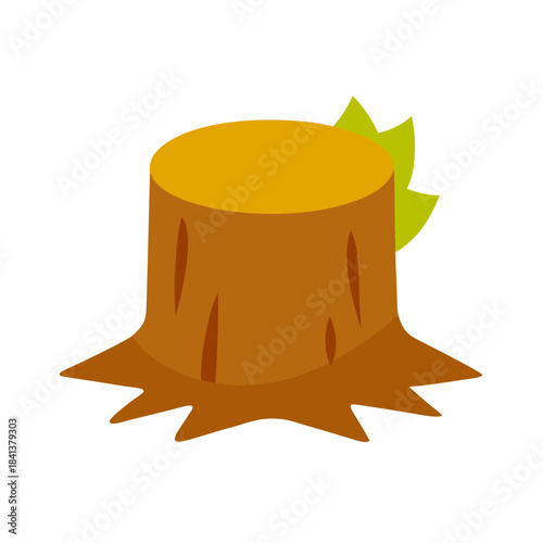 Vector Clip Art Fallen Tree Stump on White Background for Web and Graphic Design