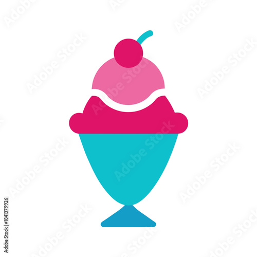 Vector Clip Art Ice Cream Sundae on White Background for Web and Graphic Design