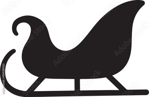 Classic Sled Silhouette Icon for Winter Holiday Design.