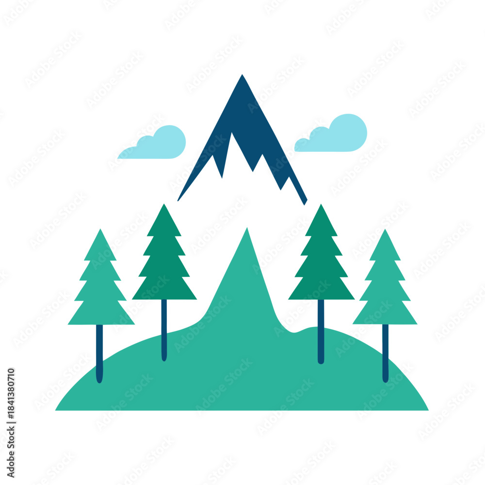 Obraz premium vector clip art mountain with trees on white background for web and graphic design