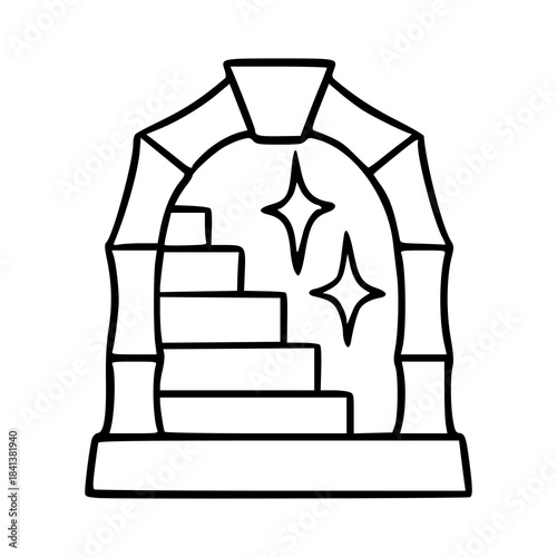 fantasy magic archway and stairs icon outline