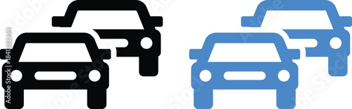 Car icon set. Vehicle transportation symbols.  Road travel and logistics signs. Road trip and sedan signs