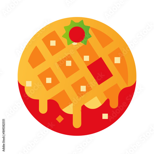 vector clip art waffle with toppings on white background for web and graphic design