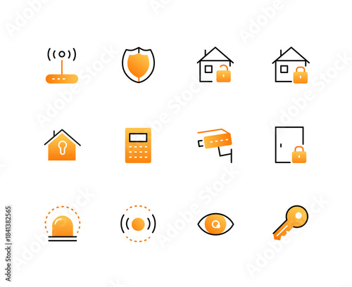 House Security - set of line design style icons