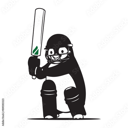 Cartoon cricket player ready to bat with enthusiasm