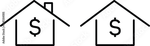 house with dollar icon. Real estate finance symbols. Property investment graphic design. Property Investment Icons. Home finance and valuation signs