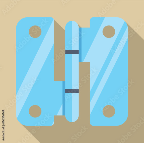 Door hinge showing hardware mechanism with screws in flat icon vector design