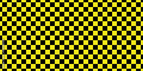 Black and yellow chess pattern. Checkerboard seamless vector illustration. Abstract checkered checkerboard for game. Grid geometric rectangle shape. Race flag. Retro mosaic floor.