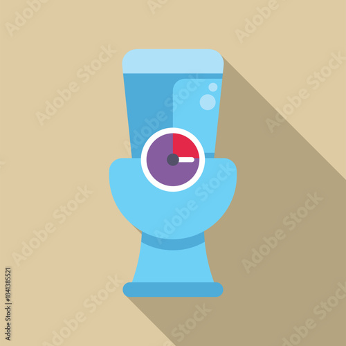Toilet bowl showing a timer icon, symbolizing restroom time and bathroom duration