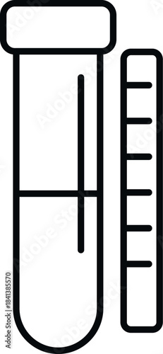 Test tube holding liquid next to a measurement scale for scientific experiments and analysis
