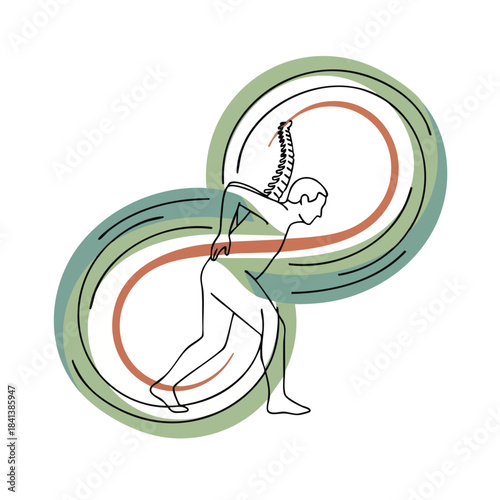 Abstract illustration of a person carrying a burden, symbolizing pain, struggle, or the weight of responsibility.