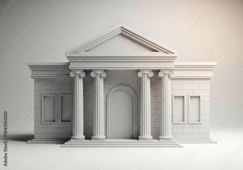 Obraz premium Stylized representation of a classical architectural structure with Ionic columns against a soft light background