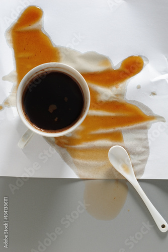 Spilled cup of coffee