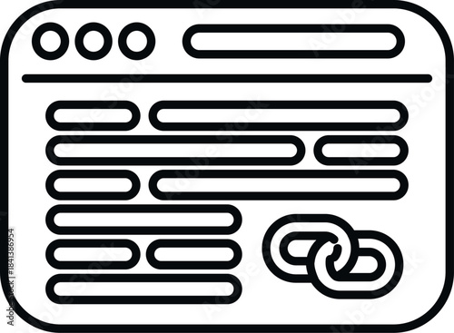 Website browser window showing a hyperlink icon for web optimization