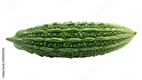 Fresh bitter melon close up detailed texture isolated on transparent background