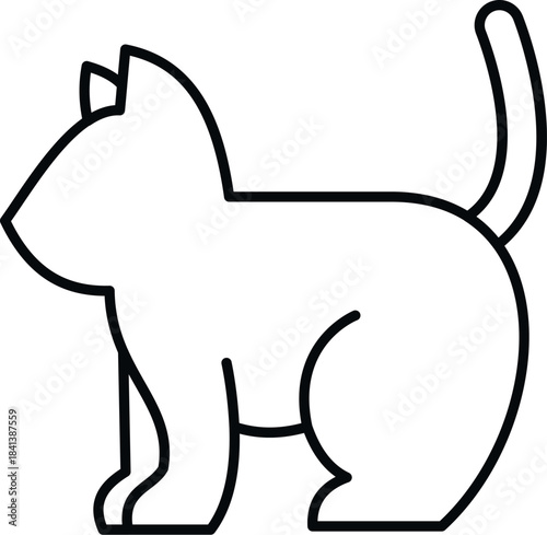 Cat line art icon creating a minimal pet animal drawing