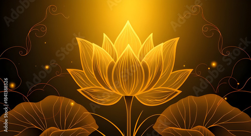 golden lotus spiritual meditation background, sacred lotus flower golden wallpaper, glowing golden lotus zen art, spiritual lotus enlightenment meditation design, golden lotus divine yoga background, 