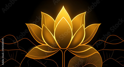 spiritual golden lotus flower background, lotus flower meditation zen wallpaper, sacred lotus golden spiritual art, glowing lotus flower enlightenment background, golden lotus yoga meditation illustra