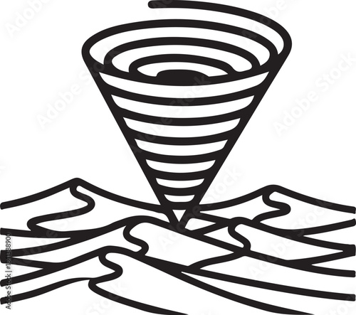 Tornado Over Sand Dunes In Abstract Style storm weather