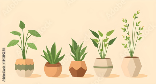 collection of plants in pots vector illustration, indoor houseplant decor artwork, decorative greenery pot illustration, botanical plant interior vector pack, modern plant pot graphics set, green foli