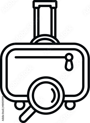 Luggage icon showing search and inspection concept for safe travel
