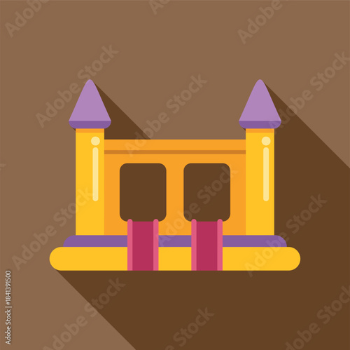 Bouncy castle providing entertainment for kids in flat design style