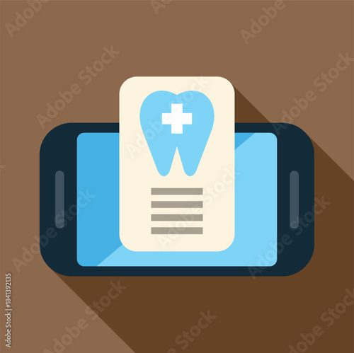 Mobile app displaying dental tooth chart with a medical cross icon
