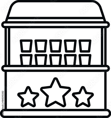 Fun fair shooting gallery booth with target cups and star decorations