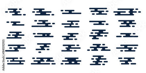 set of abstract geometric Chinese clouds, vector Traditional asian Japan liquid line cloud shape pattern collection, element icons, new year design cards, poster, banner, pattern, advertisement	