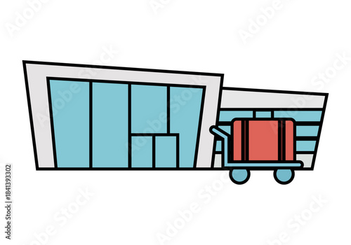 Terminal de aeropuerto con carrito de equipaje