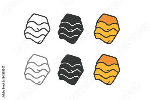Insect Exoskeleton Layers. Layered insect exoskeleton fragment showing cryptic molt lines, simple minimal vector icon, first in