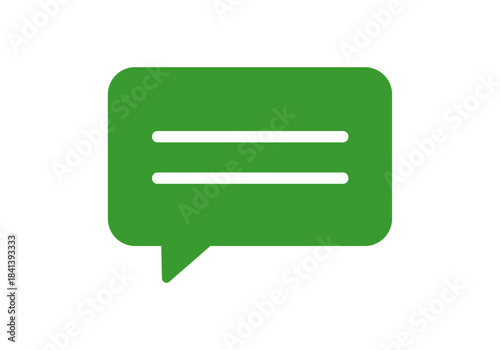Burbuja de diálogo verde con líneas blancas en fondo blanco