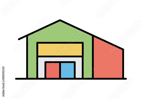 Almacén industrial en fondo blanco