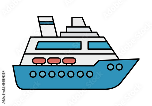 Ilustración plana de crucero en el mar