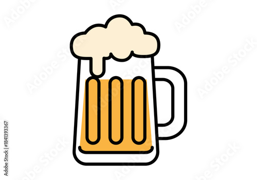 Jarra de cerveza con espuma en fondo blanco