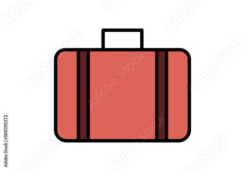 Maleta roja con asas negras en fondo blanco