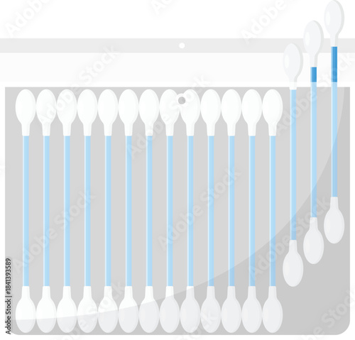 Cotton Swabs in Packaging Flat Illustration. Clean Icon Design Element on Isolated White Background