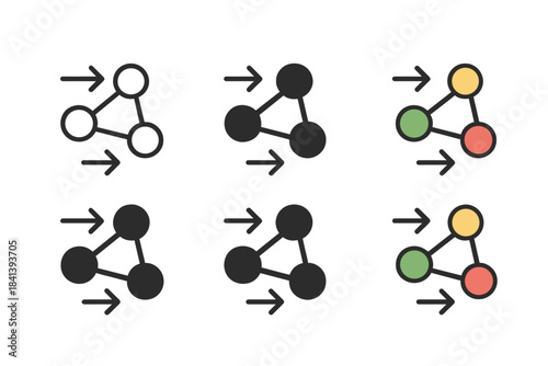 Metabolism Balance Icons. Simplified icon of nutrient molecules entering and exiting network, representing input and output