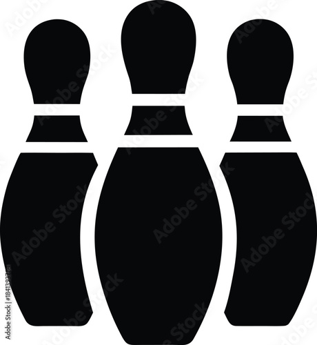 bowling pins icon Black silhouette vector illustration on transparent background